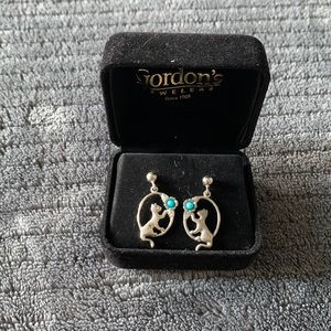 Cat & Turquoise Silver earrings